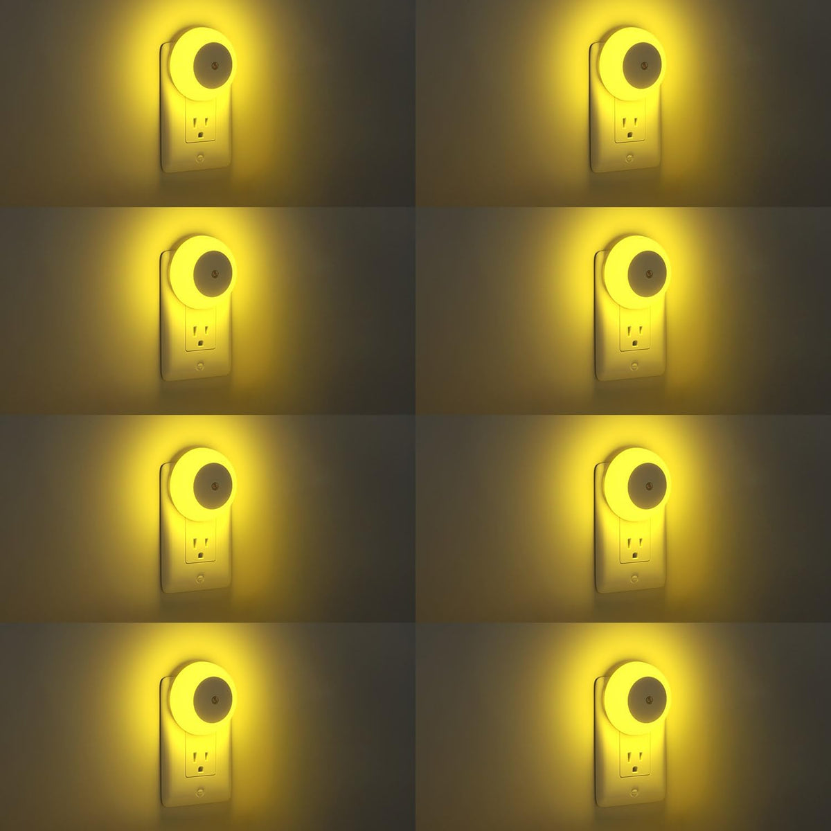Warm LED plug-in night light set with dusk-to-dawn sensor