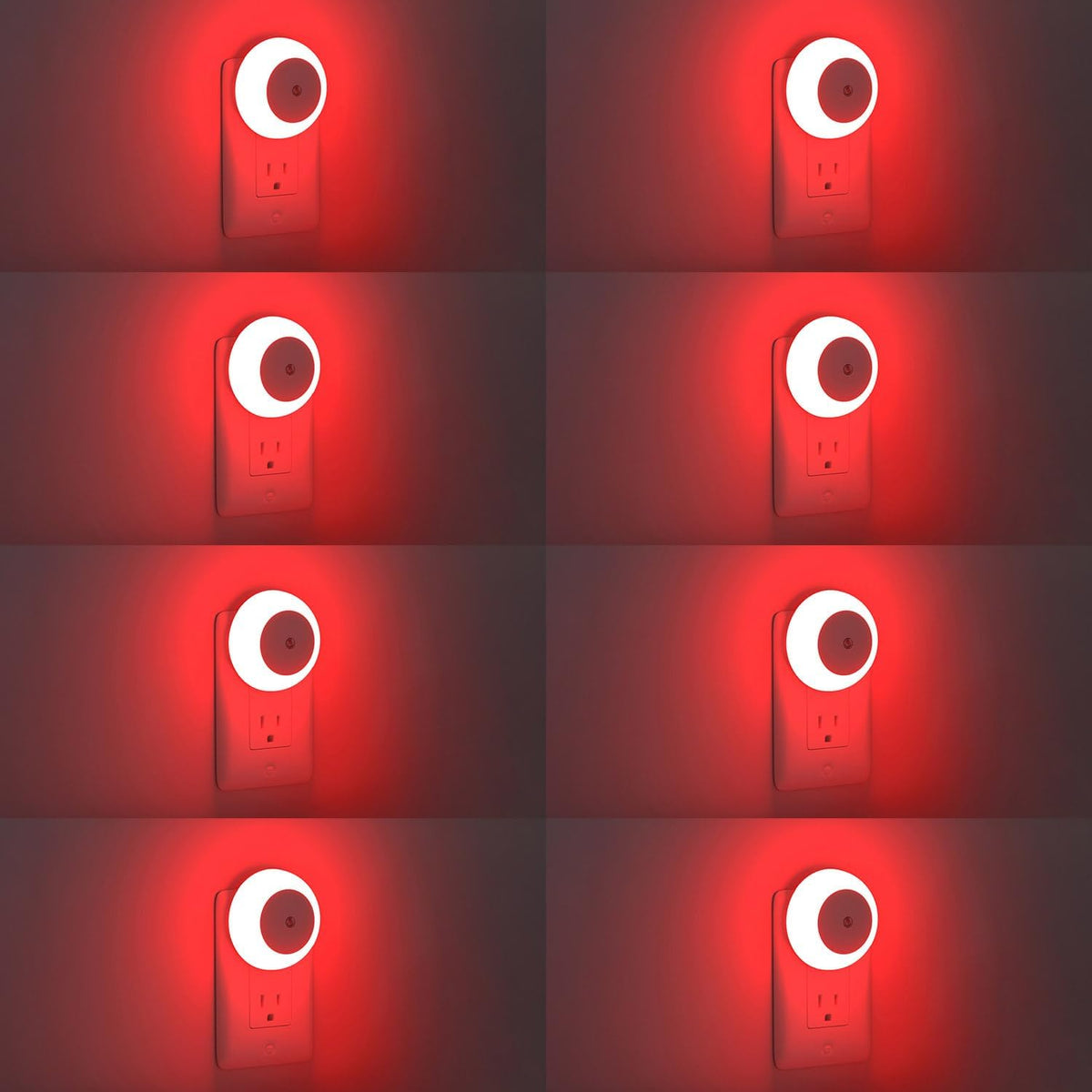 Warm LED plug-in night light set with dusk-to-dawn sensor