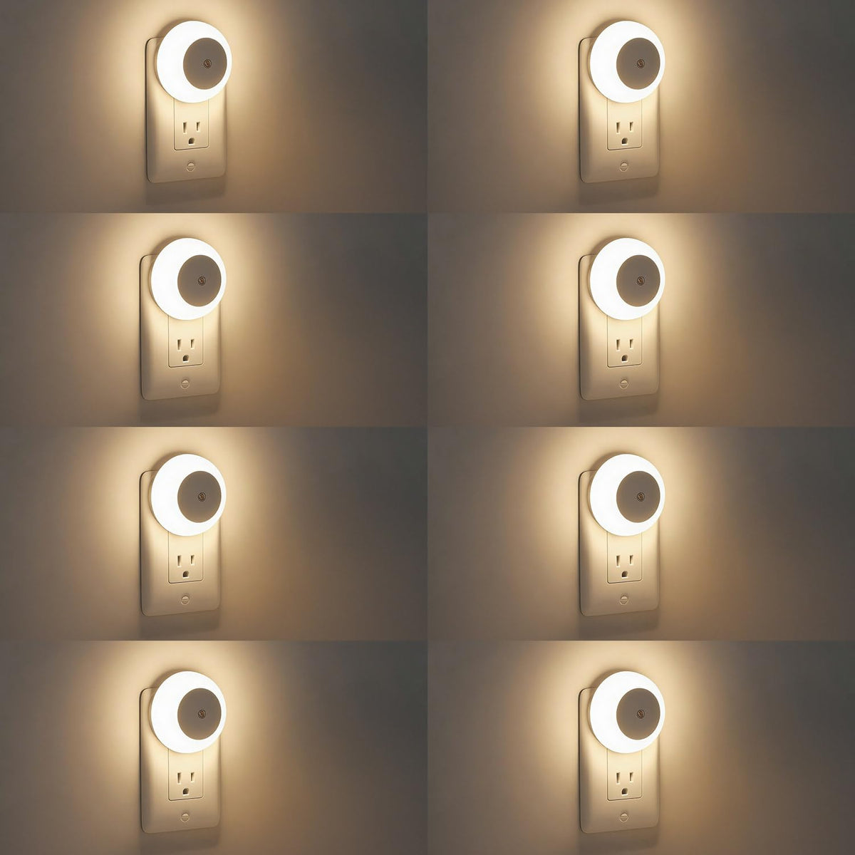 Warm LED plug-in night light set with dusk-to-dawn sensor