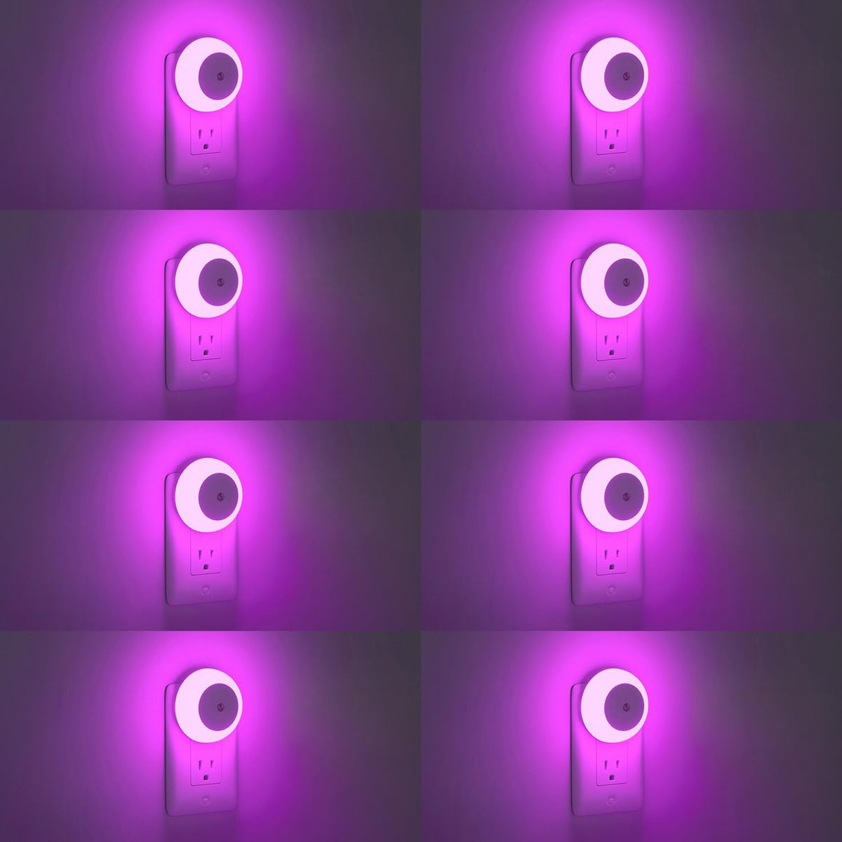 Warm LED plug-in night light set with dusk-to-dawn sensor