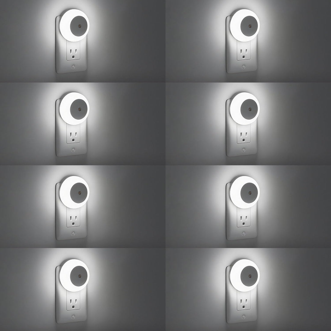 Warm LED plug-in night light set with dusk-to-dawn sensor