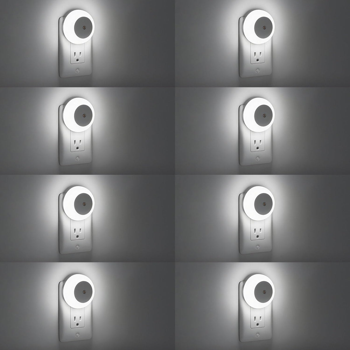 Warm LED plug-in night light set with dusk-to-dawn sensor