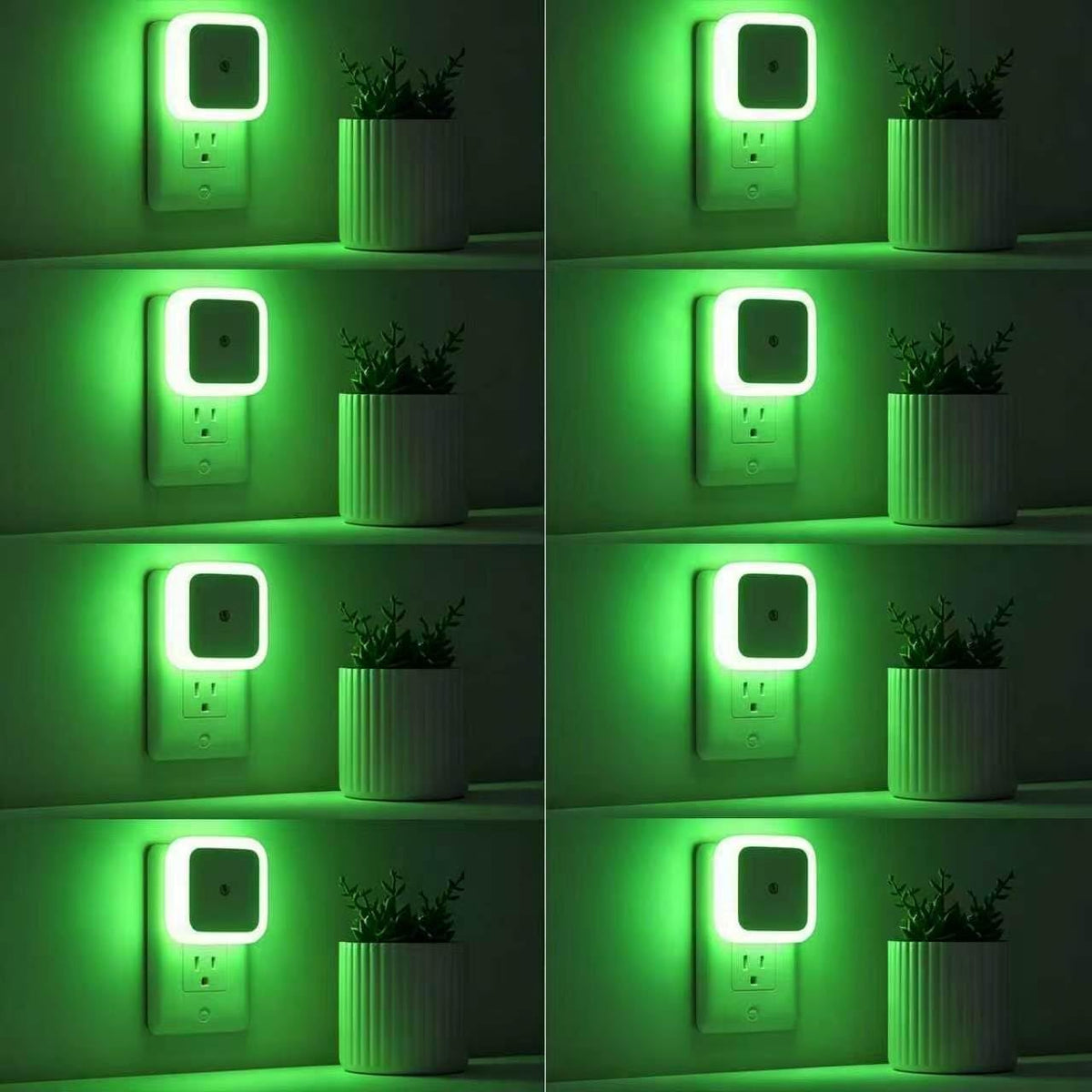 LED plug-in night light set with dusk-to-dawn automatic lighting