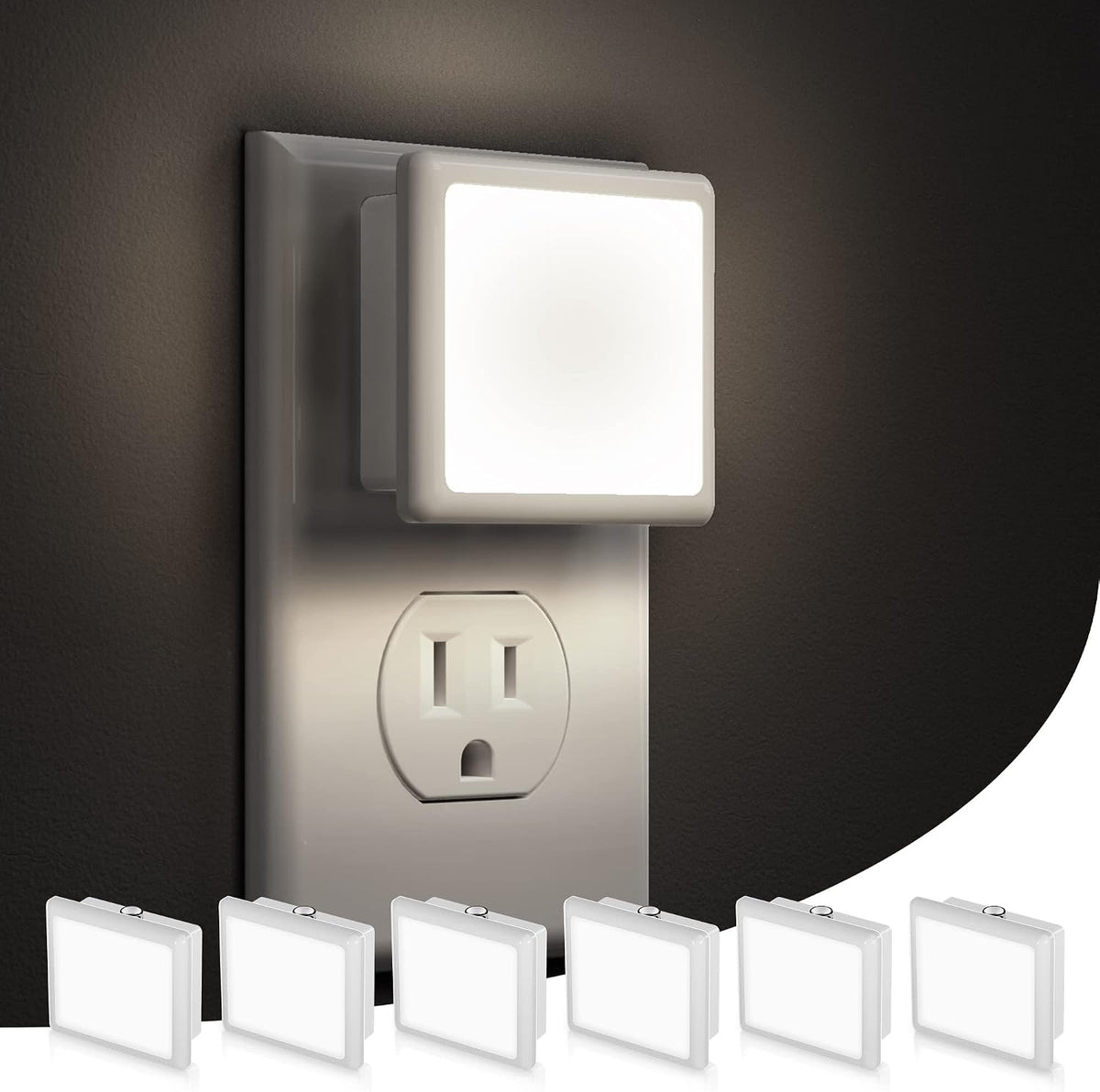Non-dimmable LED night light two-pack with automatic dusk-to-dawn sensor