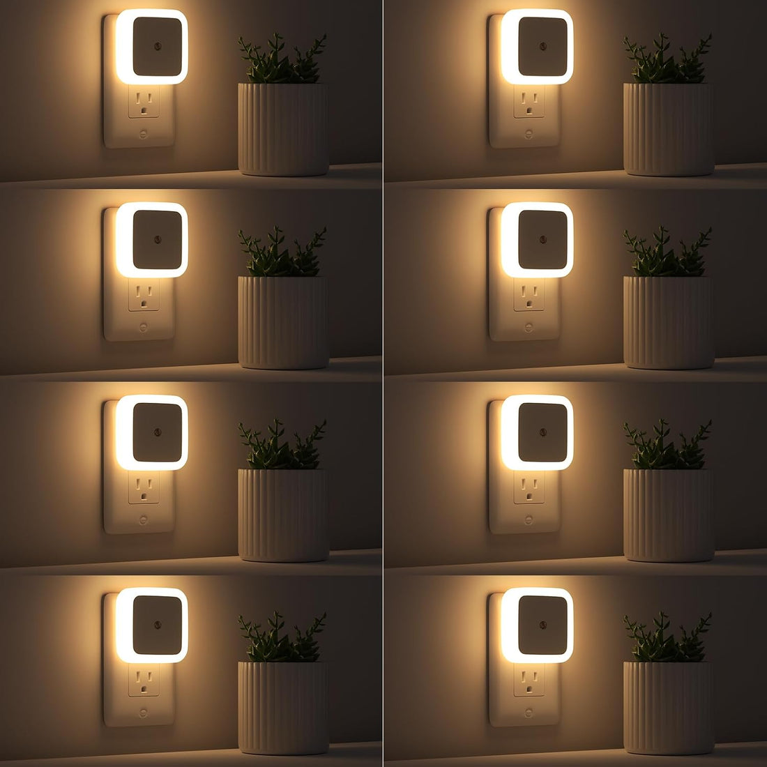 LED plug-in night light set with dusk-to-dawn automatic lighting