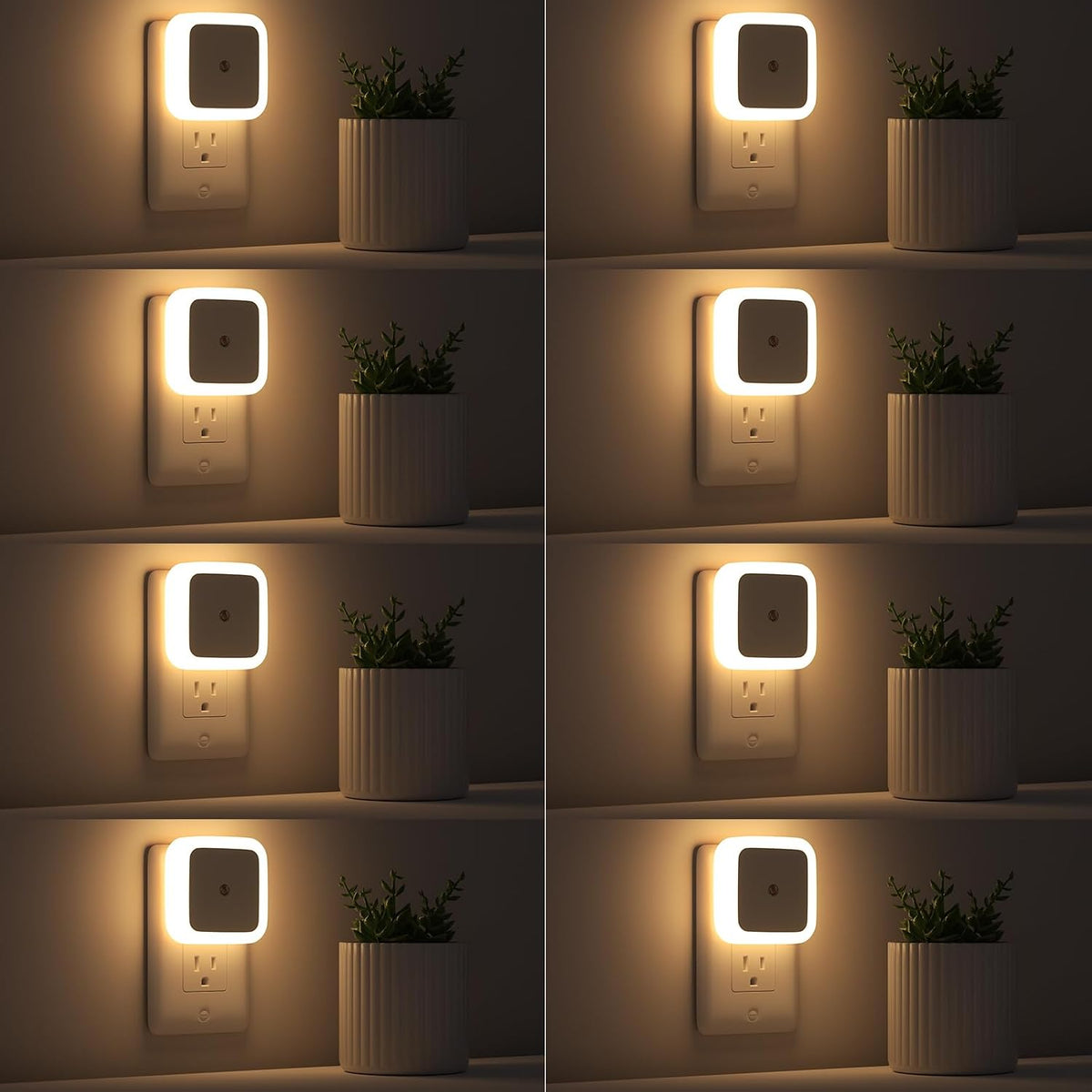 LED plug-in night light set with dusk-to-dawn automatic lighting