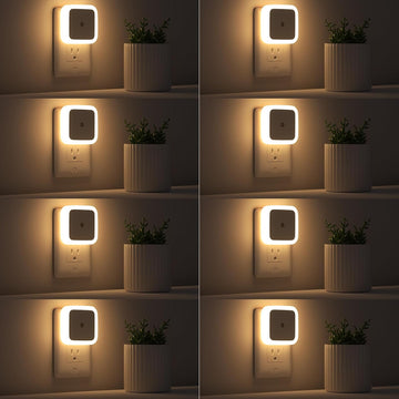 LED plug-in night light set with dusk-to-dawn automatic lighting