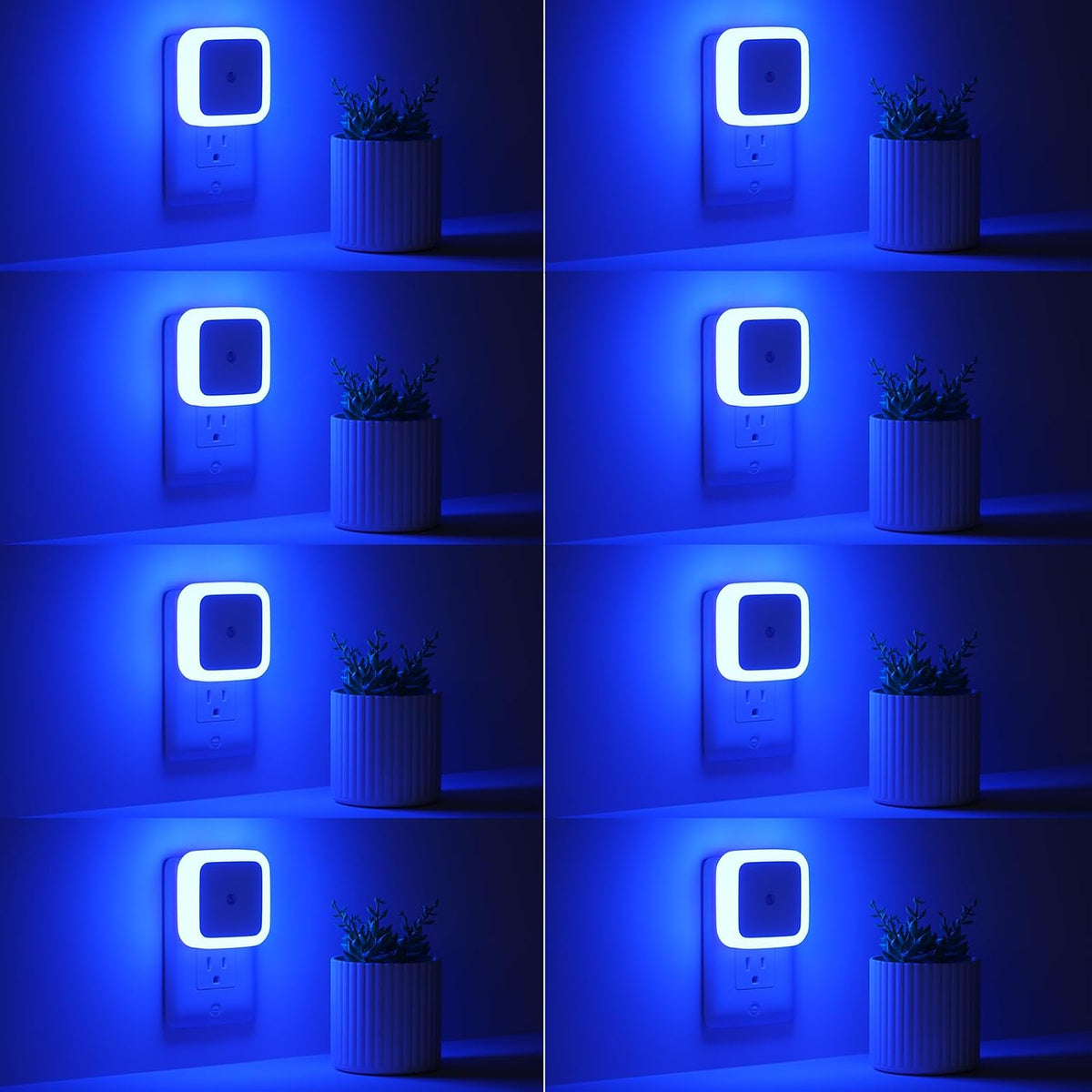 LED plug-in night light set with dusk-to-dawn automatic lighting