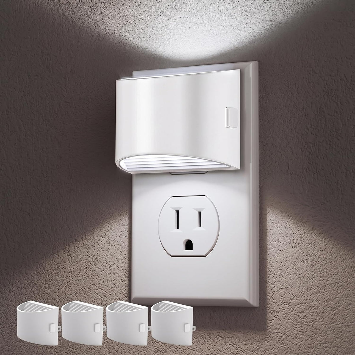 Adjustable-brightness plug-in night light two-pack with dusk-to-dawn sensor