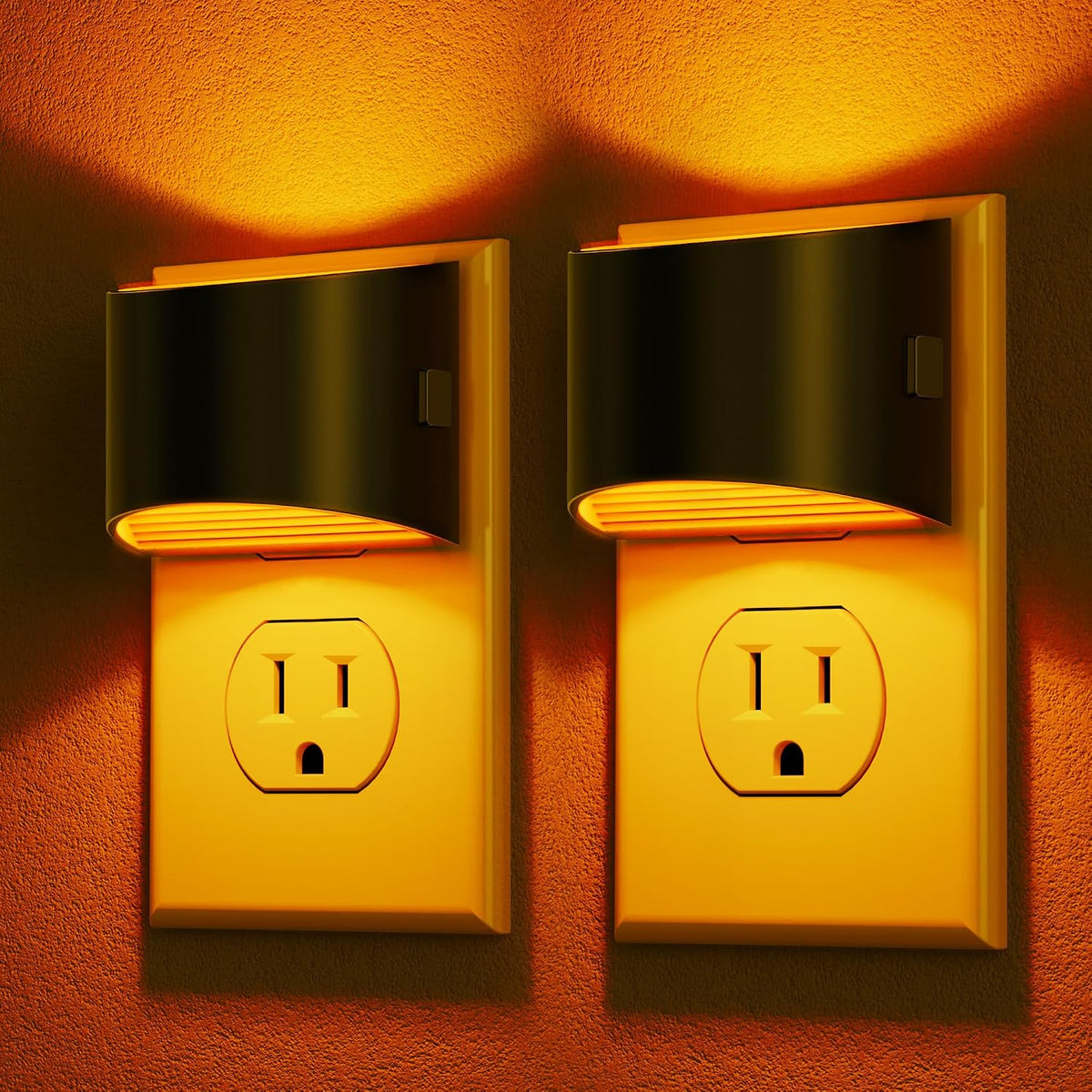 Adjustable-brightness plug-in night light two-pack with dusk-to-dawn sensor
