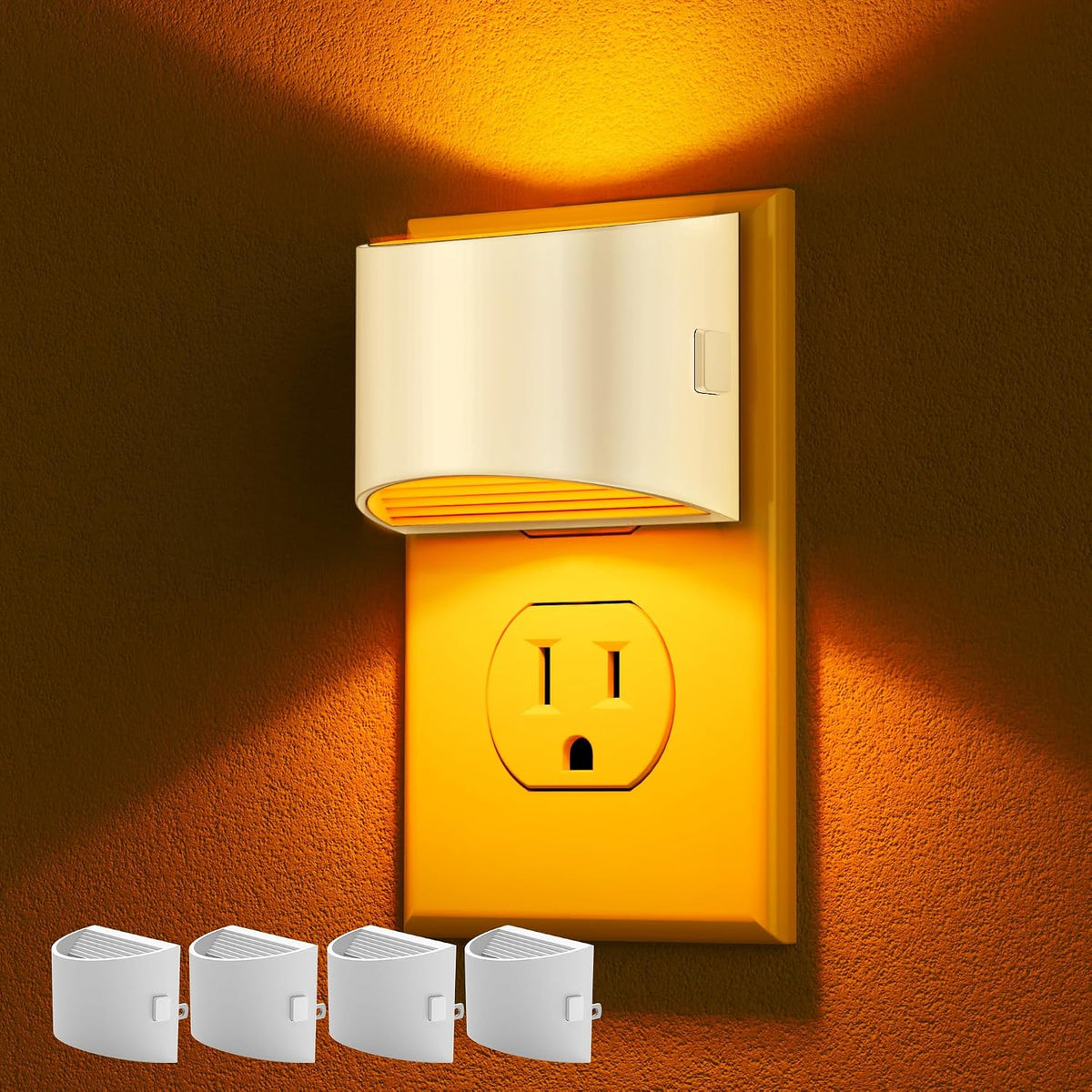 Adjustable-brightness plug-in night light two-pack with dusk-to-dawn sensor