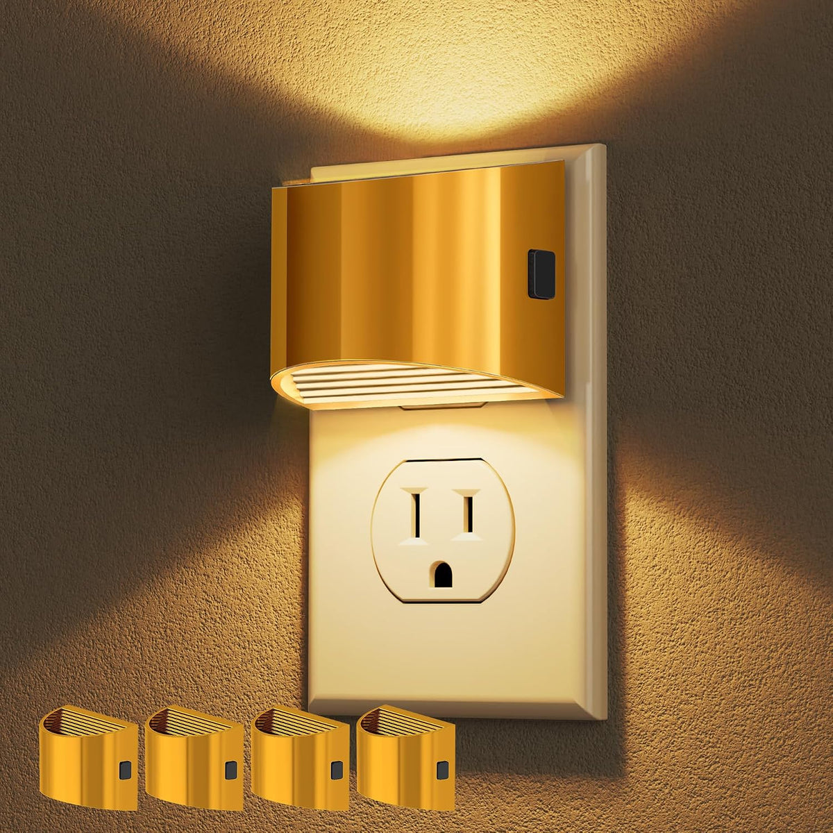Adjustable-brightness plug-in night light two-pack with dusk-to-dawn sensor