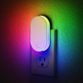 Plug-in night light two-pack with dimmable RGB or warm-white lighting