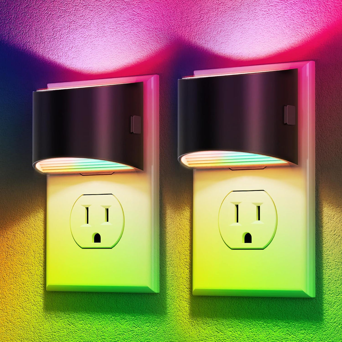 Adjustable-brightness plug-in night light two-pack with dusk-to-dawn sensor